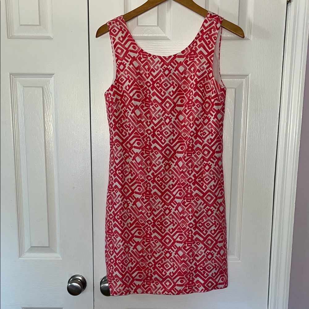 HiHo Tortola BVI 100% linen Sheath Dress Coral Ivory